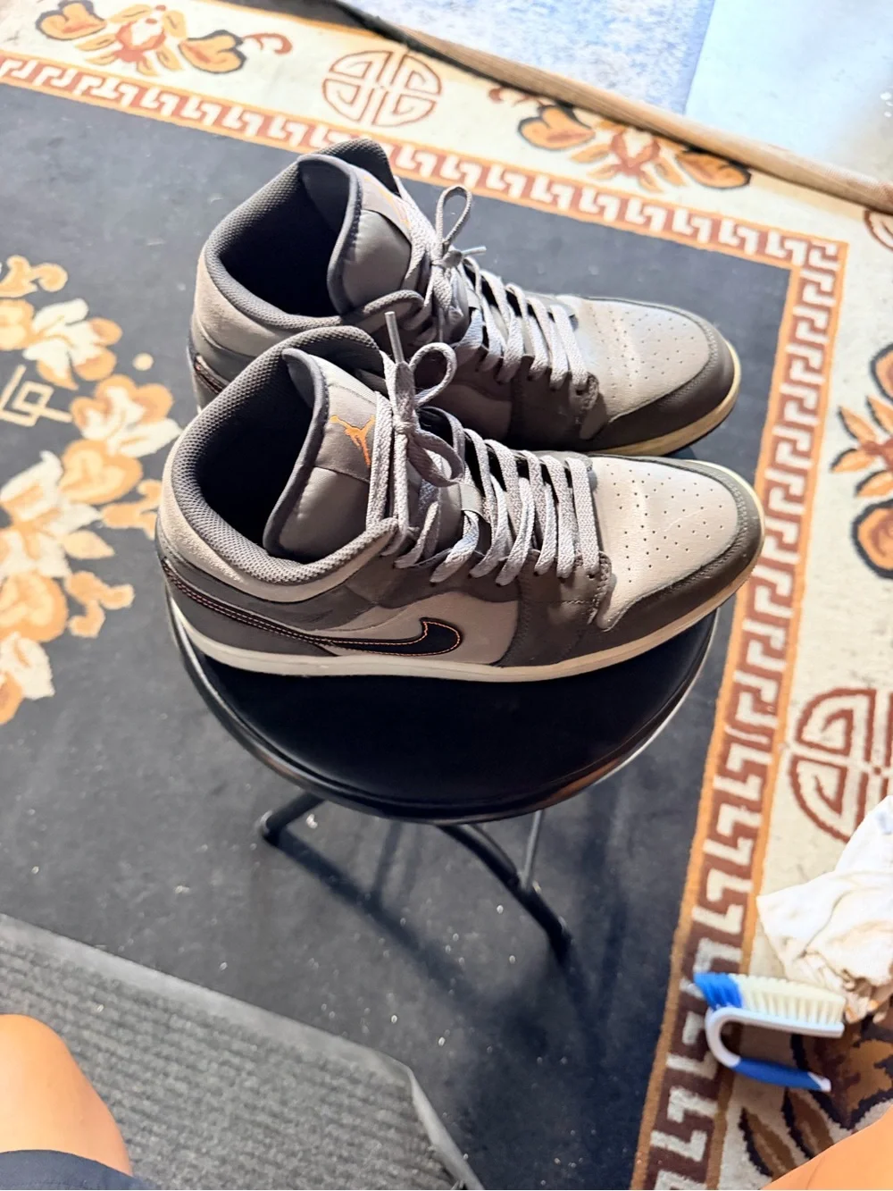 Jordan Men’s High-Top Sneakers in Gray with Orange Jumpman